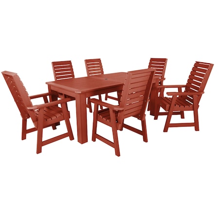Highwood Usa Weatherly 7pc Rectangular Outdoor Patio Furniture Dining Set 72 x 42 AD-ST7WL1CO4AA-RED